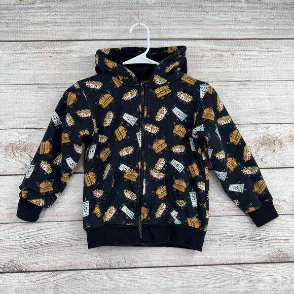 In N Out Double Double Fries Drink Print Full Zip Hoodie Youth Medium Black - Picture 1 of 10